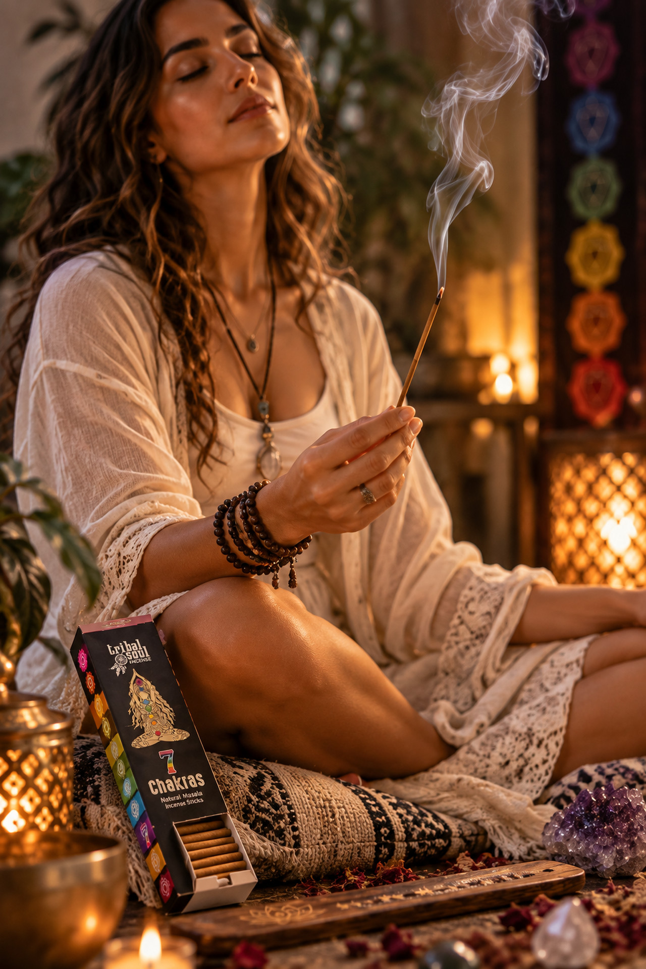 Meditazione boho tra incenso e chakra