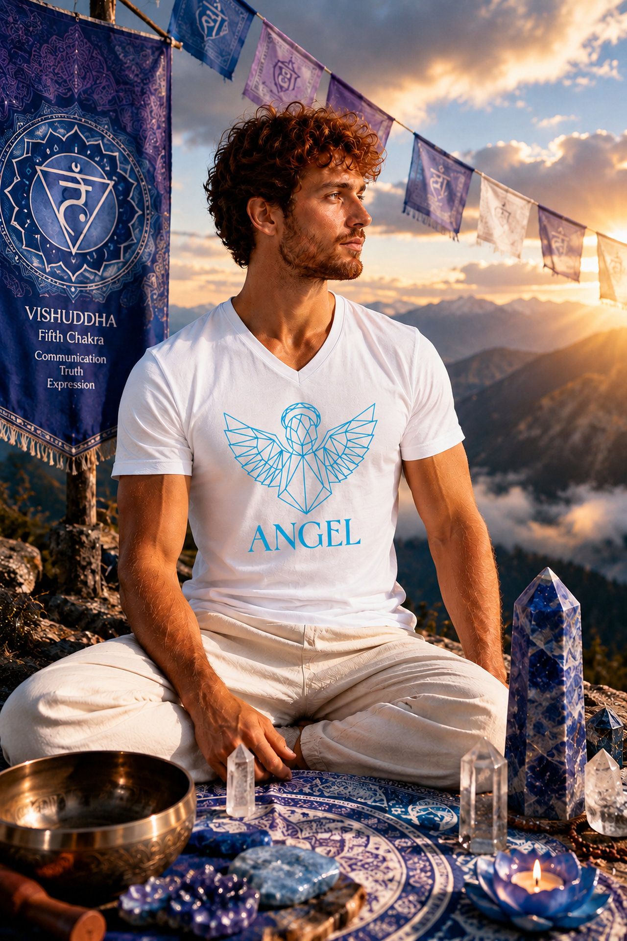 T-SHIRT - ANGEL - 5° Chakra - UOMO - Fronte WOW